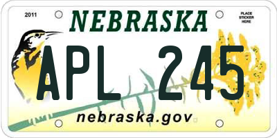 NE license plate APL245