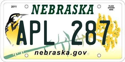 NE license plate APL287