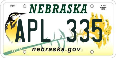 NE license plate APL335