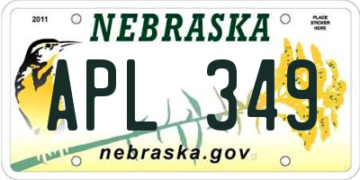 NE license plate APL349