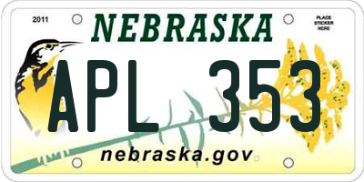 NE license plate APL353