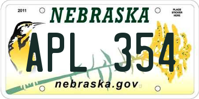 NE license plate APL354
