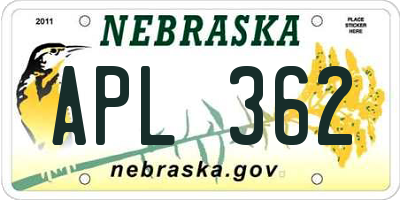 NE license plate APL362
