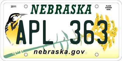 NE license plate APL363