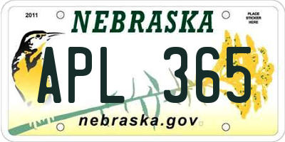NE license plate APL365