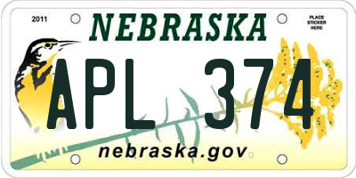 NE license plate APL374