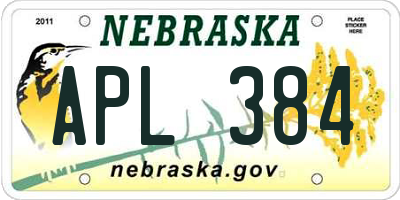 NE license plate APL384