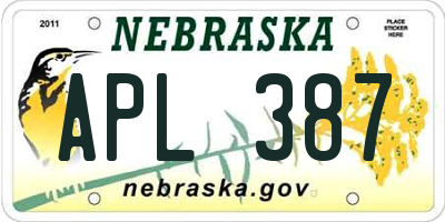 NE license plate APL387