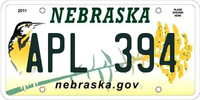 NE license plate APL394