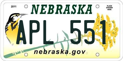 NE license plate APL551