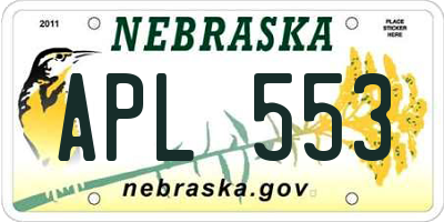NE license plate APL553