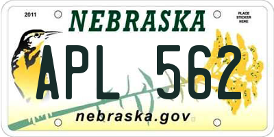 NE license plate APL562