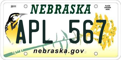 NE license plate APL567