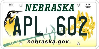 NE license plate APL602
