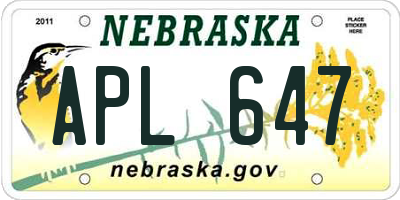 NE license plate APL647
