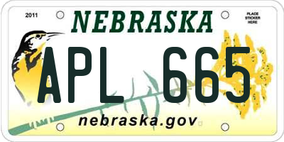 NE license plate APL665