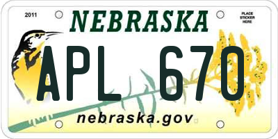NE license plate APL670