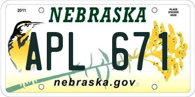 NE license plate APL671
