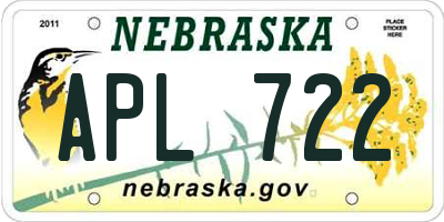 NE license plate APL722