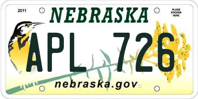 NE license plate APL726