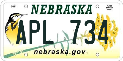 NE license plate APL734