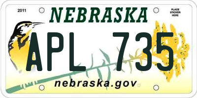 NE license plate APL735