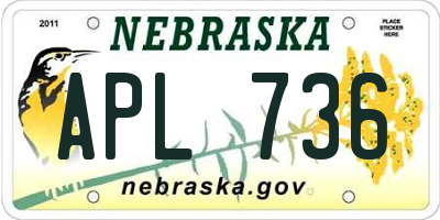 NE license plate APL736