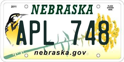 NE license plate APL748