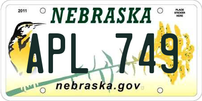 NE license plate APL749