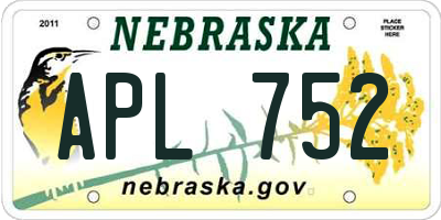 NE license plate APL752