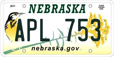 NE license plate APL753