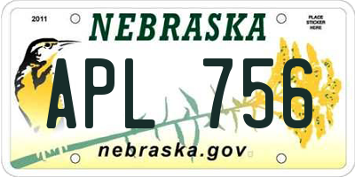 NE license plate APL756