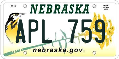 NE license plate APL759
