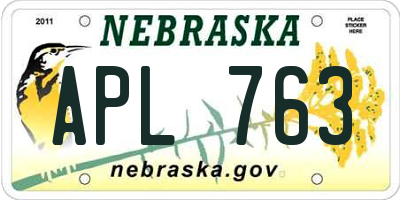 NE license plate APL763