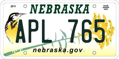 NE license plate APL765
