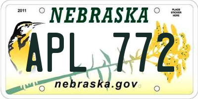 NE license plate APL772