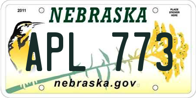 NE license plate APL773