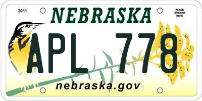 NE license plate APL778