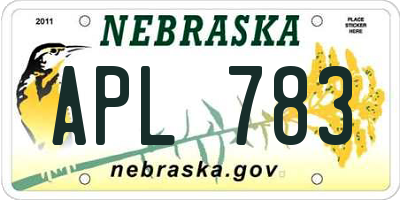 NE license plate APL783