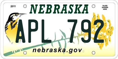 NE license plate APL792