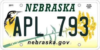 NE license plate APL793