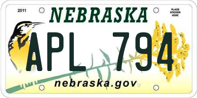 NE license plate APL794