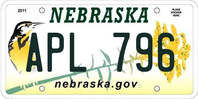NE license plate APL796