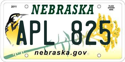 NE license plate APL825