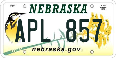 NE license plate APL857