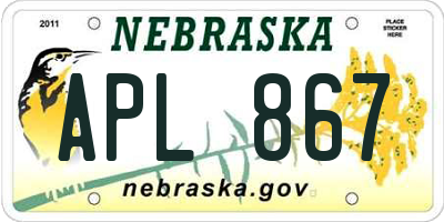 NE license plate APL867
