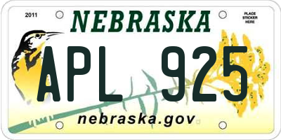 NE license plate APL925