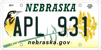 NE license plate APL931
