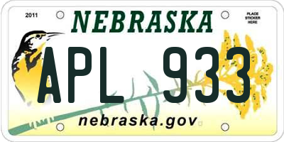 NE license plate APL933