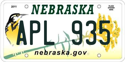 NE license plate APL935
